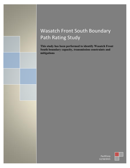 Wasatch Front South Boundary Path Rating Study