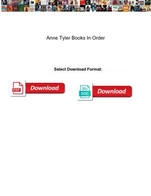 Anne Tyler Books in Order