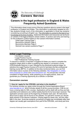 Careers in the Legal Profession in England & Wales Frequently Asked
