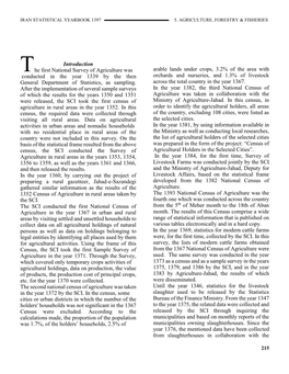 Introduction He First National Survey of Agriculture Was Conducted in the Year 1339 by the Then General Department of Stati