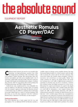 Aesthetix Romulus CD Player/DAC Giant-Killer Robert Harley