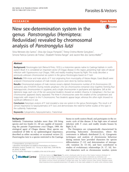 New Sex-Determination System in the Genus Panstrongylus (Hemiptera