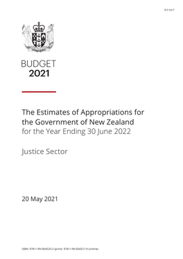 The Estimates of Appropriations 2021/22 - Justice Sector B.5 Vol.7 | I
