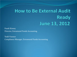 How to Be External Audit Ready