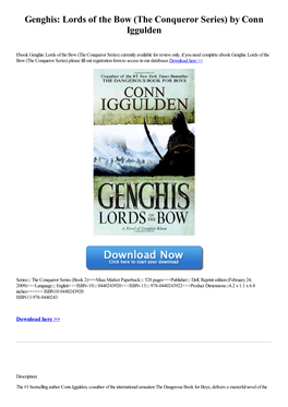 Genghis: Lords of the Bow (The Conqueror Series) by Conn Iggulden