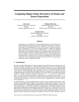 Computing Higher Order Derivatives of Matrix and Tensor Expressions
