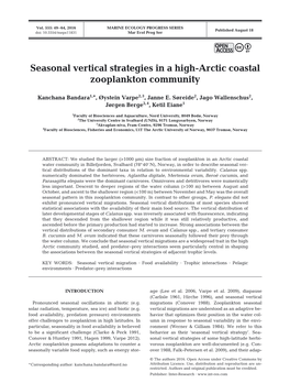 Seasonal Vertical Strategies in a High-Arctic Coastal Zooplankton Community