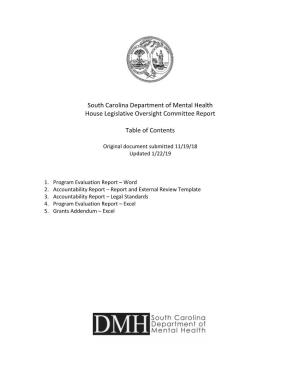 South Carolina Department of Mental Health House Legislative Oversight Committee Report