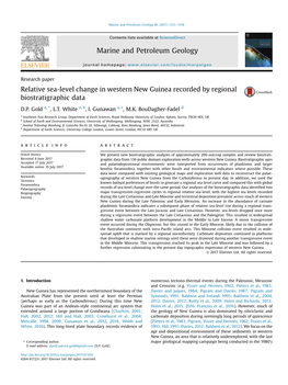 Relative Sea-Level Change in Western New Guinea Recorded by Regional Biostratigraphic Data