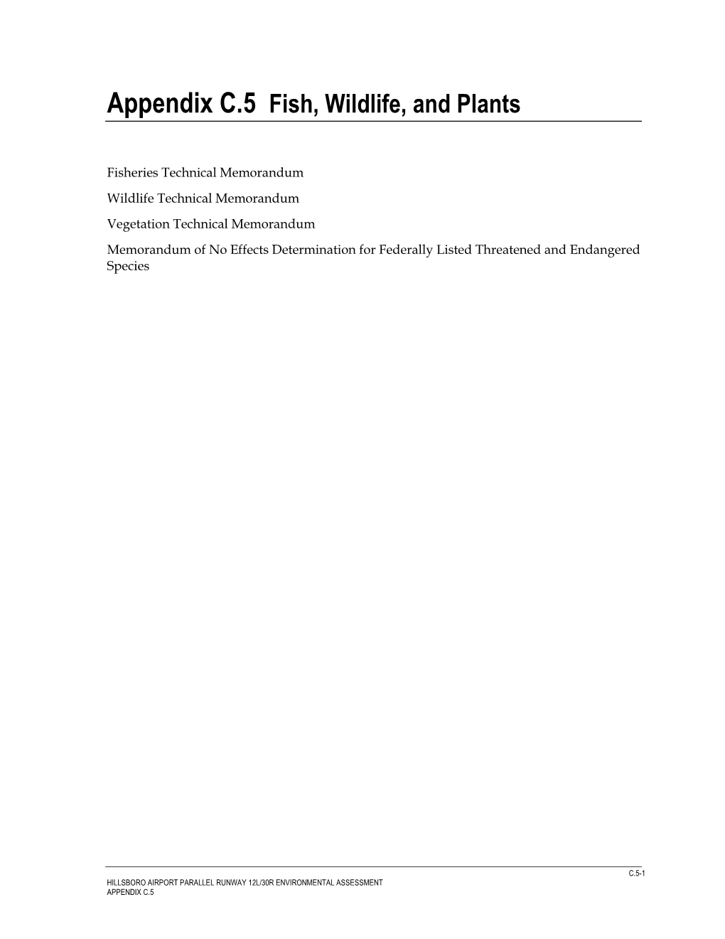 Appendix C.5 Fish, Wildlife, and Plants