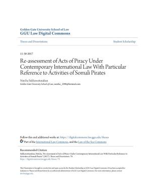 Re-Assessment of Acts of Piracy Under Contemporary International