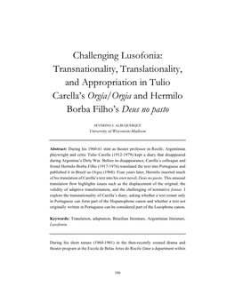 Transnationality, Translationality, and Appropriation in Tulio Carella's