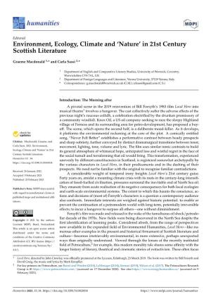 Environment, Ecology, Climate and 'Nature' in 21St Century Scottish
