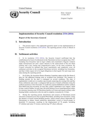 Report of the Secretary-General on the Implementation of Security