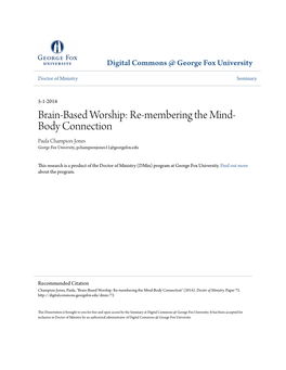 Brain-Based Worship: Re-Membering the Mind-Body Connection" (2014)