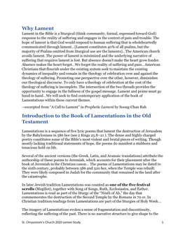 Why Lament Introduction to the Book of Lamentations in the Old Testament