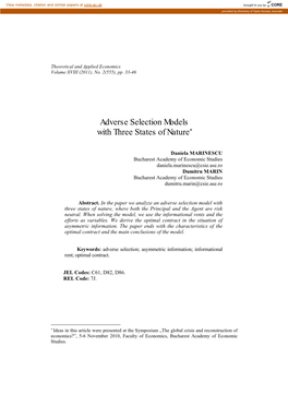 Adverse Selection Models with Three States of Nature*