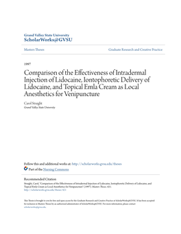 Comparison of the Effectiveness of Intradermal Injection of Lidocaine, Iontophoretic Delivery of Lidocaine, and Topical Emla