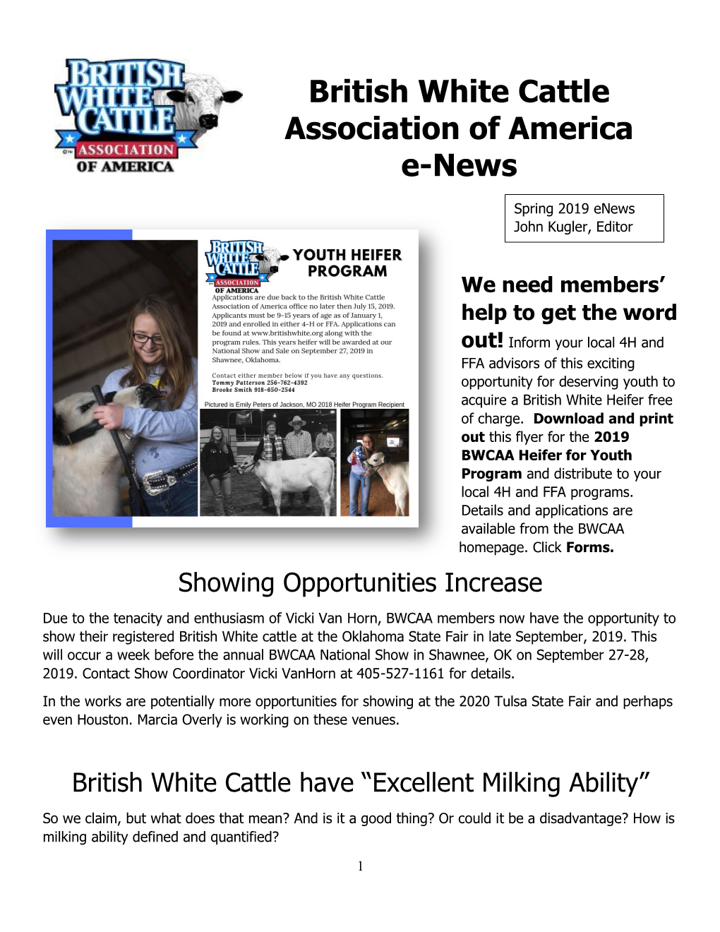 British White Cattle Association of America E-News