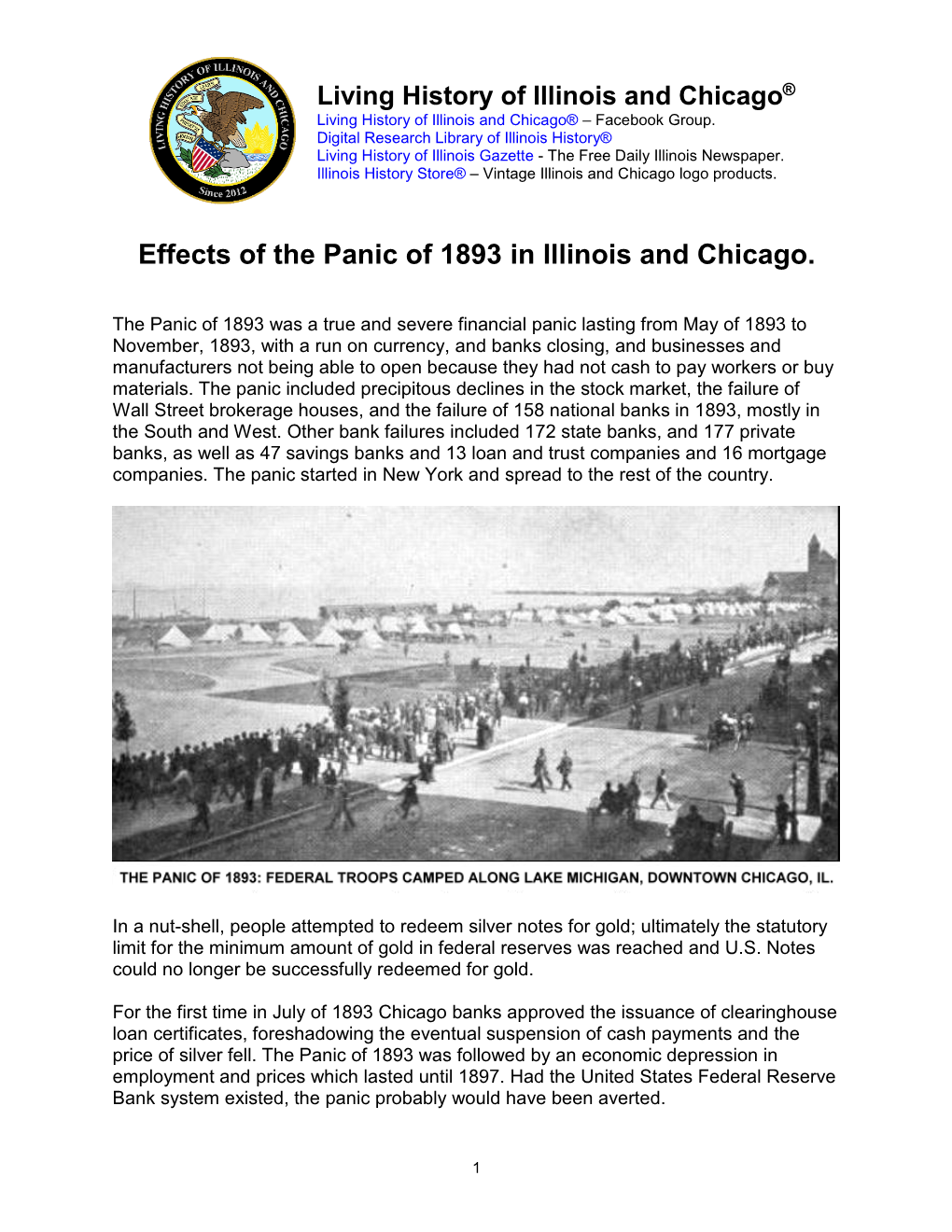 Panic of 1893 in Illinois and Chicago