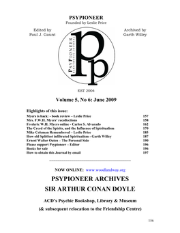 Psypioneer Archives Sir Arthur Conan Doyle