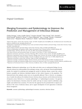 Merging Economics and Epidemiology to Improve the Prediction and Management of Infectious Disease