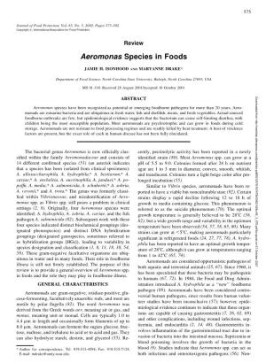 Aeromonas Species in Foods