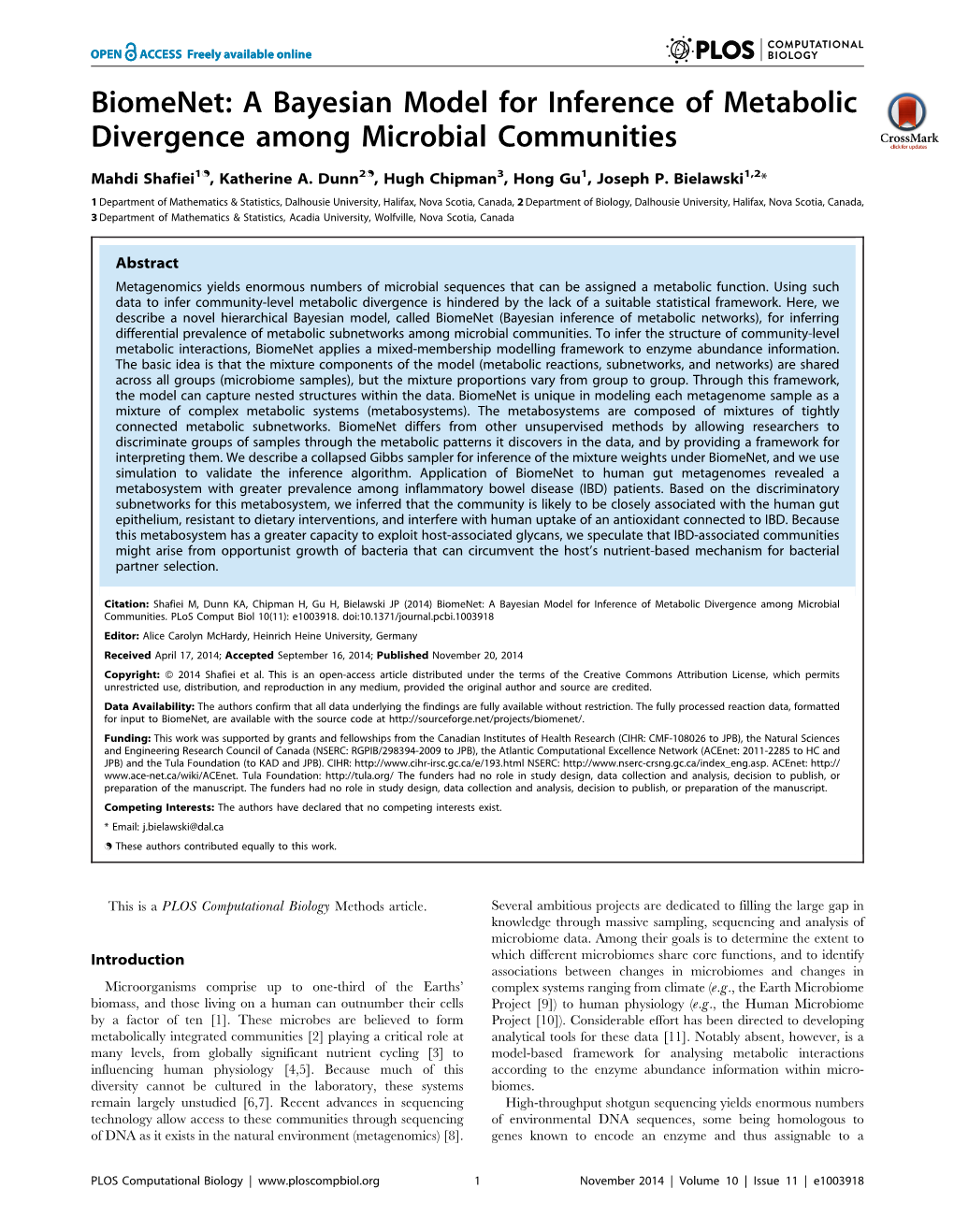 A Bayesian Model for Inference of Metabolic Divergence Among Microbial Communities