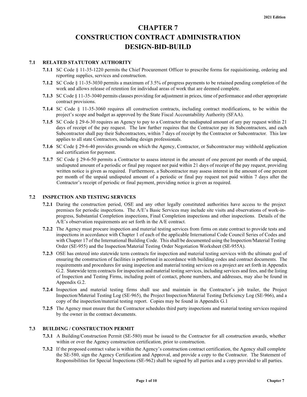 Chapter 7 Construction Contract Administration Design-Bid-Build