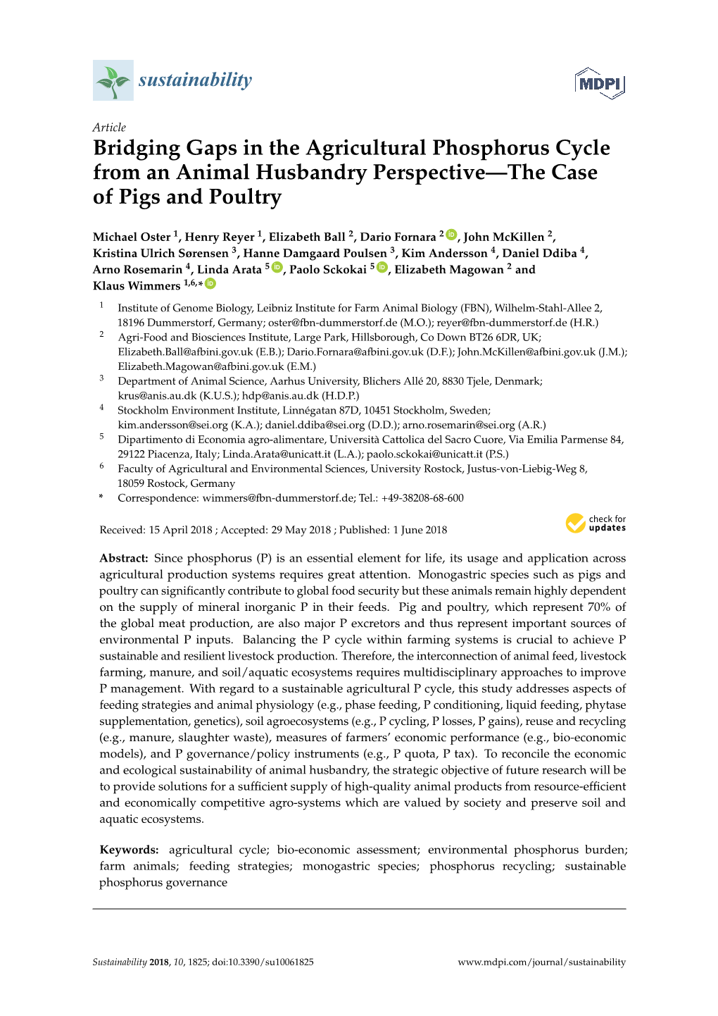 Bridging Gaps in the Agricultural Phosphorus Cycle from an Animal Husbandry Perspective—The Case of Pigs and Poultry