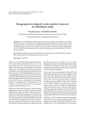 Disaggregate-Level Disparity in the Incidence of Poverty in Chhattisgarh, India