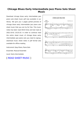 Sheet Music of Chicago Blues Early Intermediate Jazz Piano Solo You Need to Signup, Download Music Sheet Notes in Pdf Format Also Available for Offline Reading