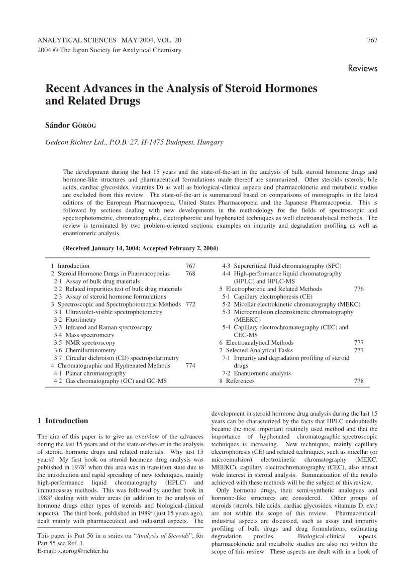 Recent Advances in the Analysis of Steroid Hormones and Related Drugs