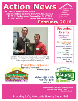 Action News the Official Publication of the Southwestern Indiana Builders Association 2175 N