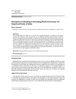 Disruption in Banking in Emerging Market Economy: an Empirical Study of India