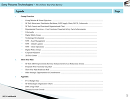 Sony Pictures Technologies – FY13 Three Year Plan Review