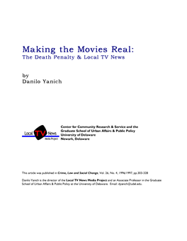 Making the Movies Real: the Death Penalty & Local TV News