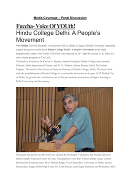 Voice of Youth! Hindu College Delhi: a People's Movement