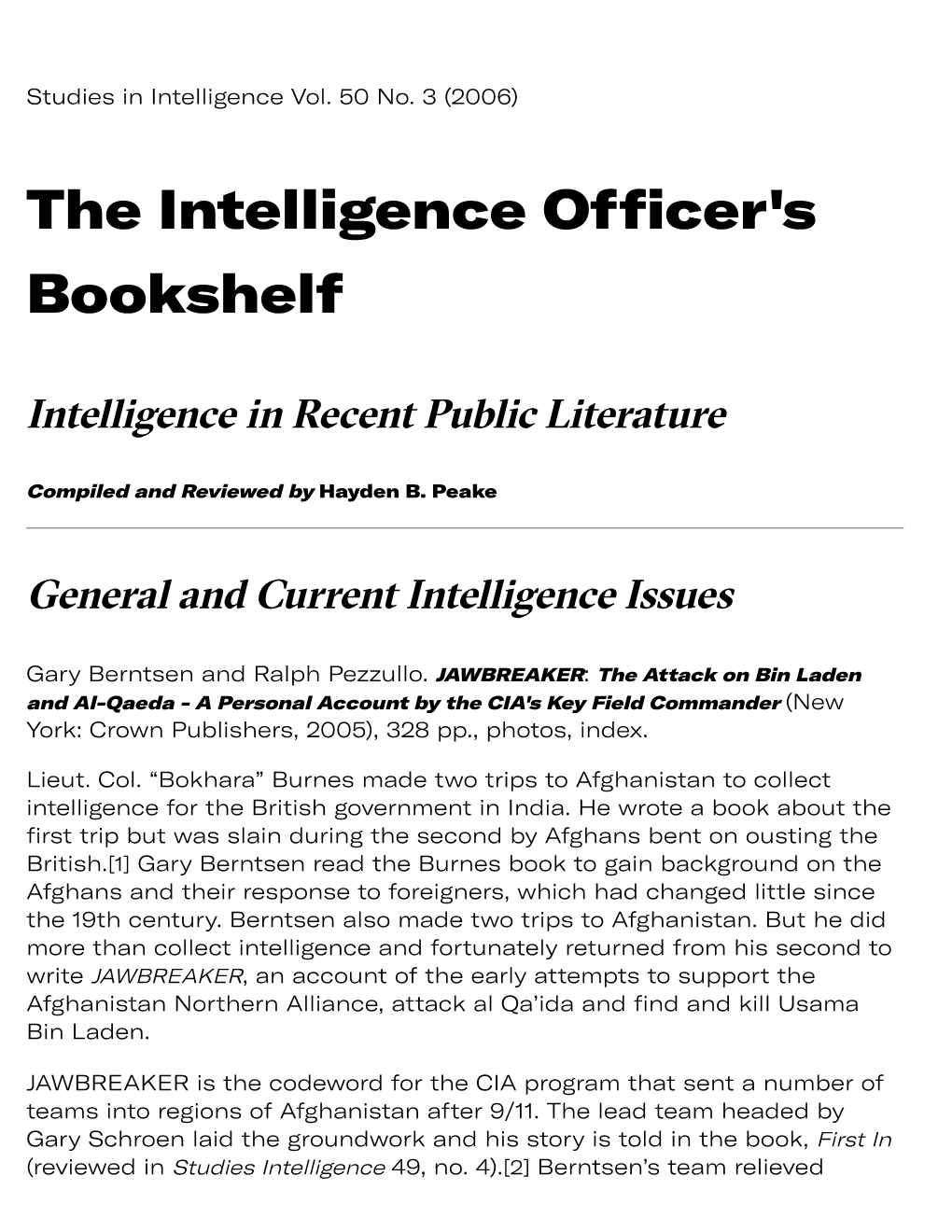 The Intelligence Officer's Bookshelf