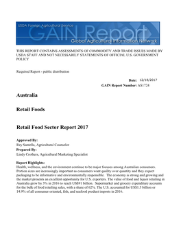Retail Food Sector Report 2017 Retail Foods Australia