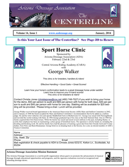 Sport Horse Clinic Sponsored by Arizona Dressage Association (ADA) February 22Nd & 23Rd at Central Arizona Riding Academy (CARA) with George Walker