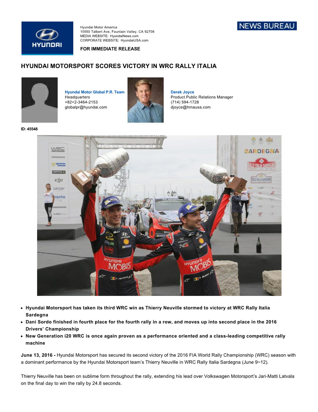 Hyundai Motorsport Scores Victory in Wrc Rally Italia