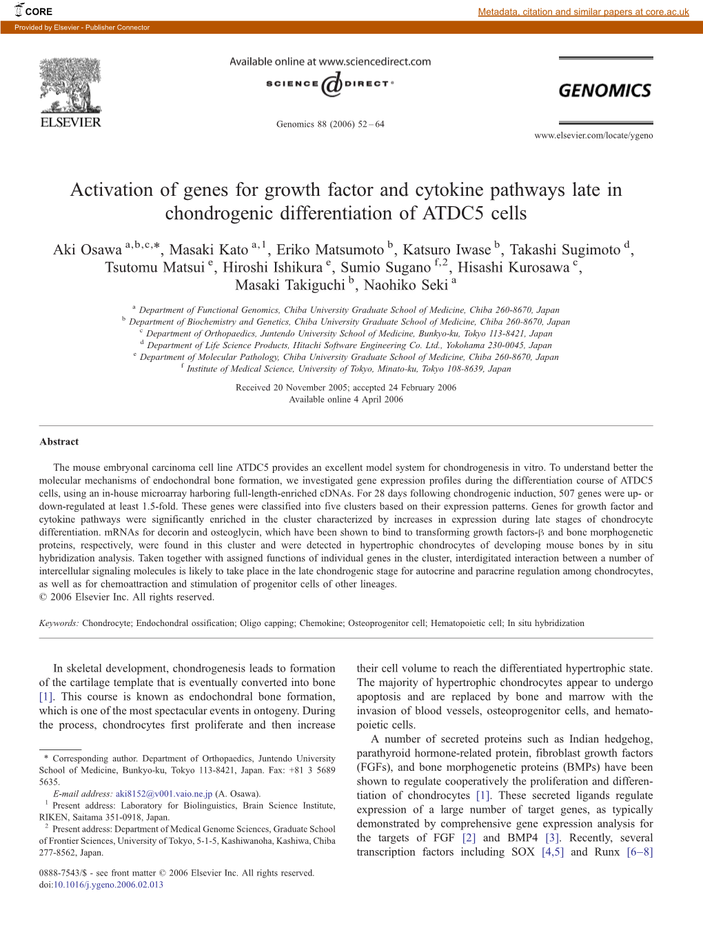 Activation of Genes for Growth Factor and Cytokine Pathways Late In