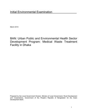 Urban Public and Environmental Health Sector Development Program: Medical Waste Treatment Facility in Dhaka