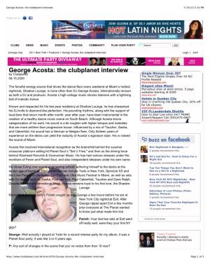 George Acosta: the Clubplanet Interview 7/19/12 5:14 PM