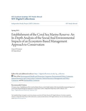 Establishment of the Coral Sea Marine Reserve