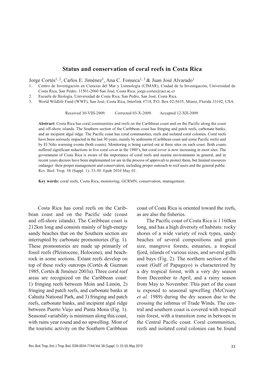 Status and Conservation of Coral Reefs in Costa Rica