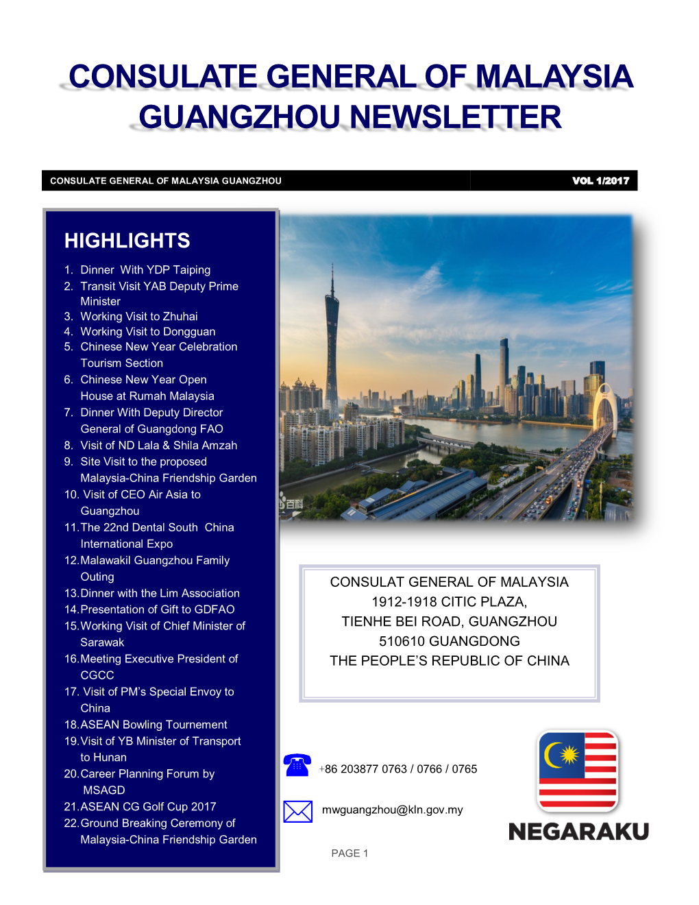 Consulate General of Malaysia Guangzhou Newsletter