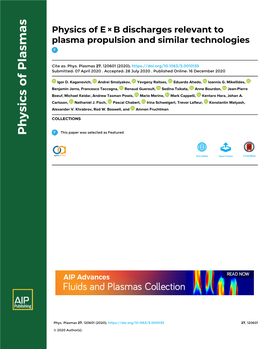 Physics of Plasmas Publication