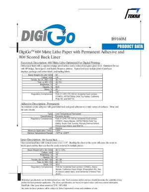 I 89160M Digigotm 60# Matte Litho Paper with Permanent Adhesive